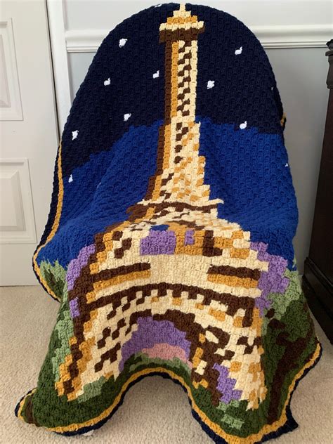 Eiffel Tower C2c Crochet Pattern Paris Graphgan Blanket Travel Afghan