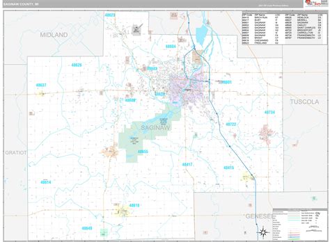 Saginaw County Mi Wall Map Premium Style By Marketmaps