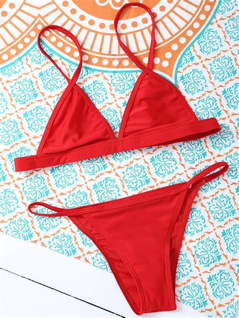 Off Spaghetti Straps Unlined Bikini Set Rosegal