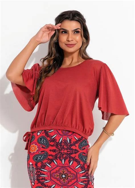 Blusa Ferrugem Manga Ampla Moda Evangélica Queima de Estoque