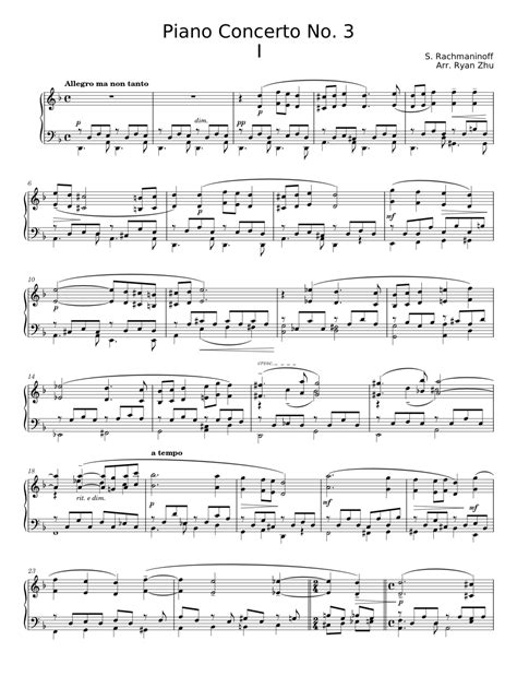 Piano Concerto No Sergei Rachmaninoff Sheet Music For Piano Solo