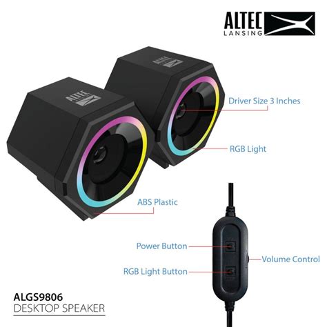 Altec Lansing RGB Gaming Speakers For PC Computer Desktop Speaker With