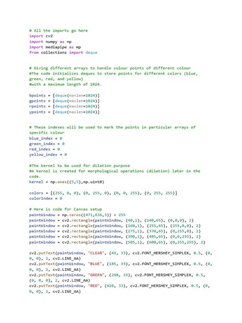 Air Canvas Project | PDF | Window (Computing) | Vision