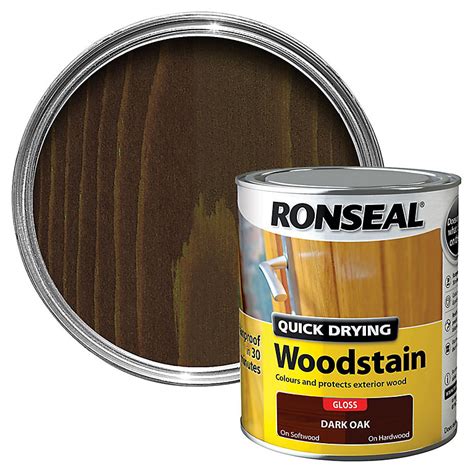 Ronseal Dark Oak Gloss Wood Stain 750ml Diy At Bandq