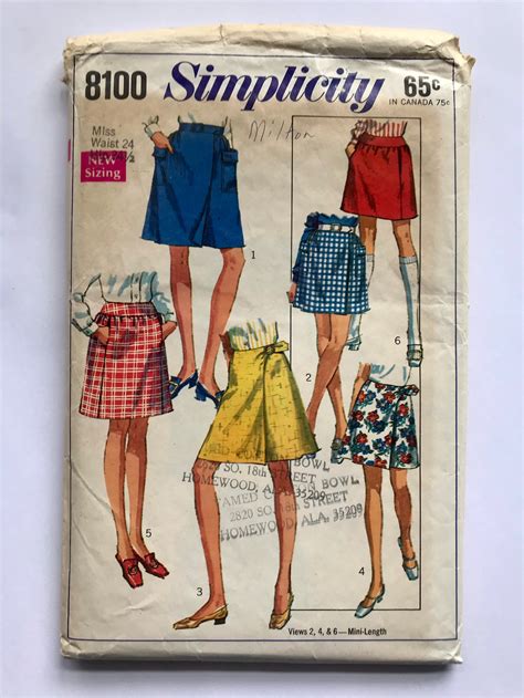 Vintage 1969 Simplicity Sewing Pattern 8100 Set Of Skirts In Etsy