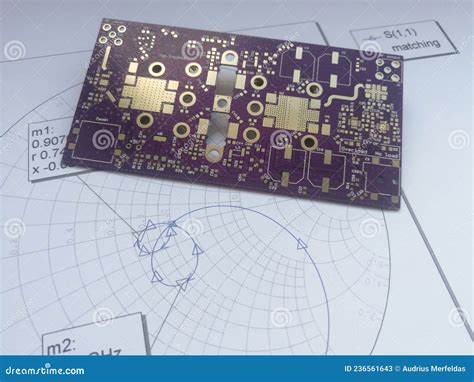 RF PCB And Smith Chart For Design Stock Image Image Of Board Printed