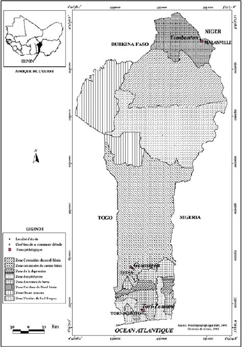 Carte Du B Nin Pr Sentant Les Zones Agro Cologiques Et Les Localit S