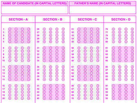 Question Omr Sheet Sample Omr Sheet Model Printer Sample Omr Answe