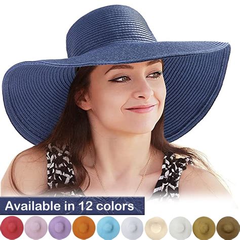 Women Wide Brim Sun Hat Upf50 Straw Summer Hat Floppy Beach Hat Roll Up