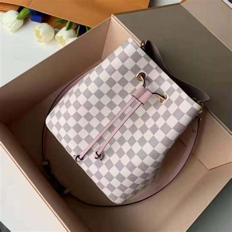 Louis Vuitton Lv Women N Ono Bucket Bag In Damier Azur Canvas Pink Lulux