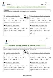 Ecrire Les Sons Difficiles Cm Cycle Exercice Valuation