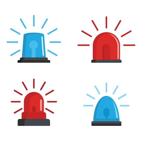 Premium Vector Flasher Siren Red And Blue Icons Set