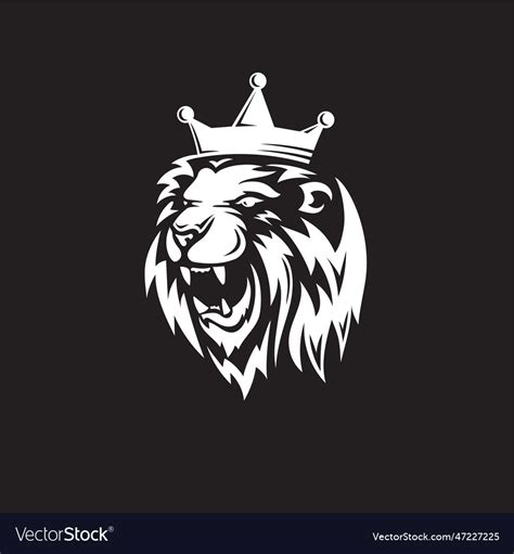 Lion head with crown Royalty Free Vector Image