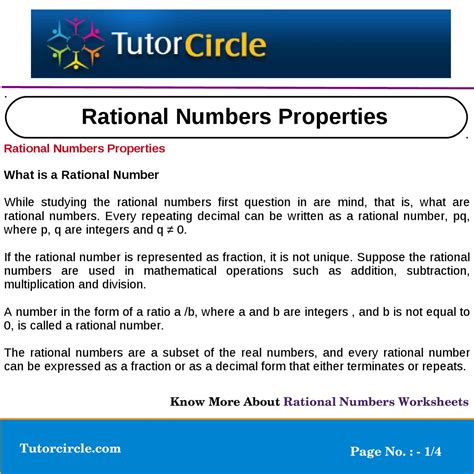 Rational Numbers Properties by tutorcircle team - Issuu