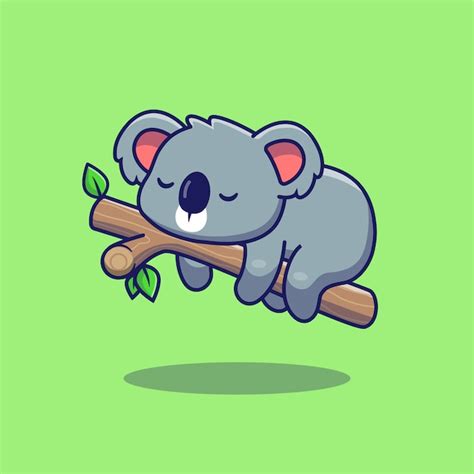 Premium Vector | Cute koala sleeping icon illustration. flat cartoon style