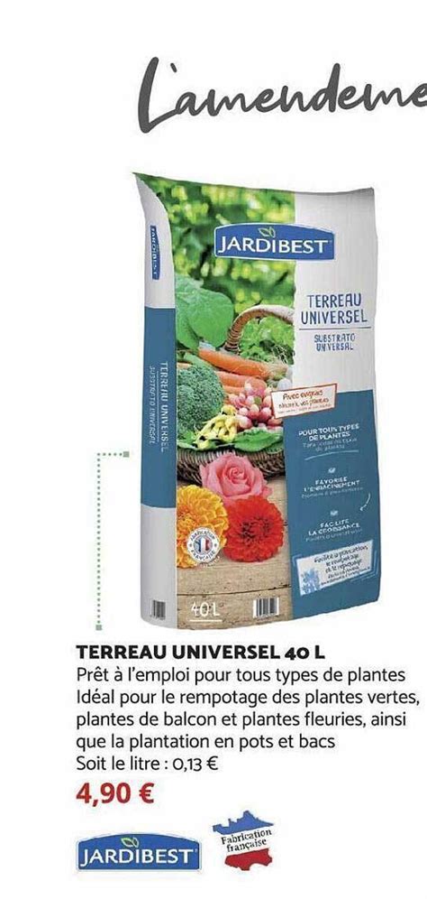 Promo Terreau universal 40 l jardibest chez Bricomarché