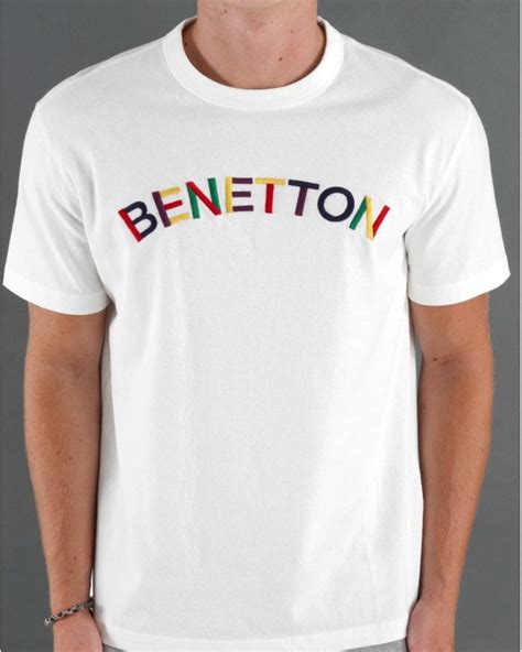 Benetton Chest Logo T Shirt White 80s Casual Classics