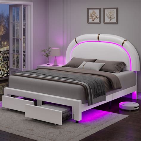 Homfa Led Bed Frame With Storage Drawer For Bedroom Modern Full Size