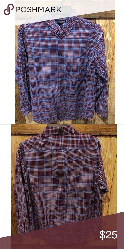 Roundtree Yorke Buttonup Dress Shirt Allover Plaid Pattern