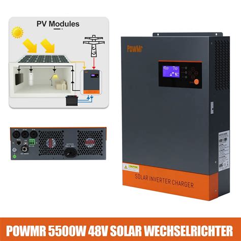 Powmr 5500w 48v Solar Wechselrichter Off Grid Hybrid Inverter Mppt80a