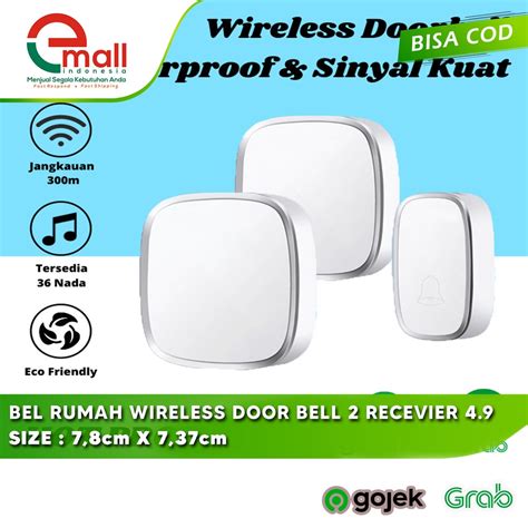 Jual Bel Rumah Wireless Door Bell Waterproof Pintu 2 Receiver 4 9