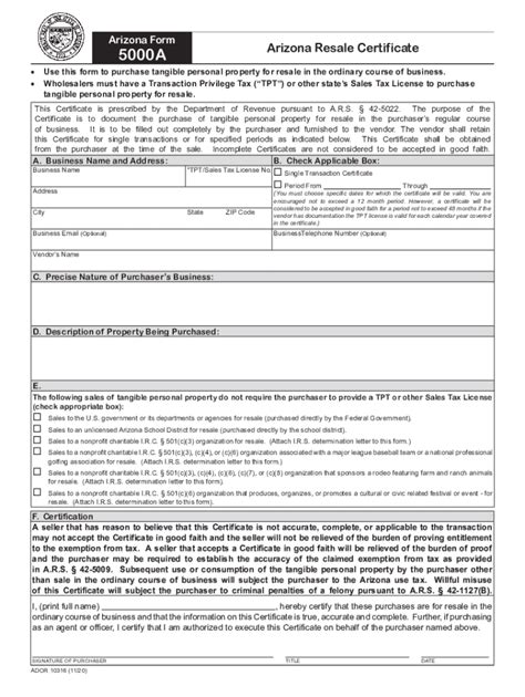 2020 2024 Az Form 5000a Fill Online Printable Fillable Blank Pdffiller