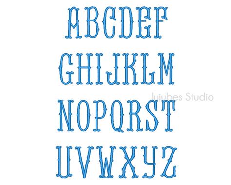 Sizes Fishtail Monogram Fonts Embroidery Fonts Bx Etsy