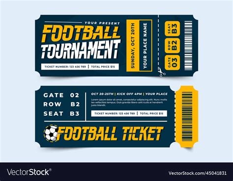 Football Tournament Sport Event Ticket Design Vector Image