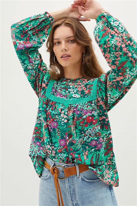 Floral Puff Sleeved Blouse Anthropologie