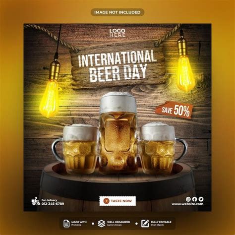 International Beer Day Social Media Post Template