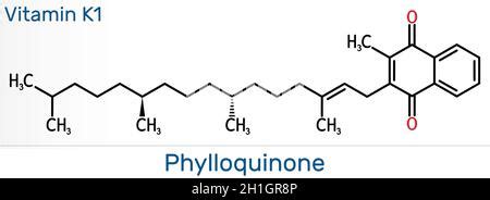 Chemische Struktur von Vitamin K1 Phylloquinone auf weiß