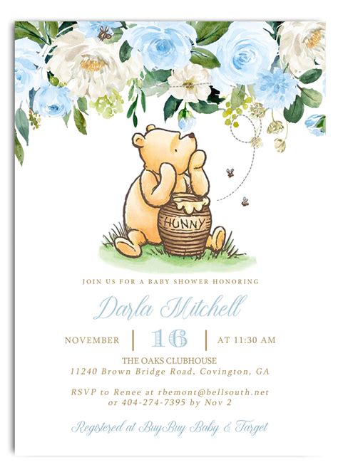 Detail Winnie The Pooh Baby Shower Template Koleksi Nomer