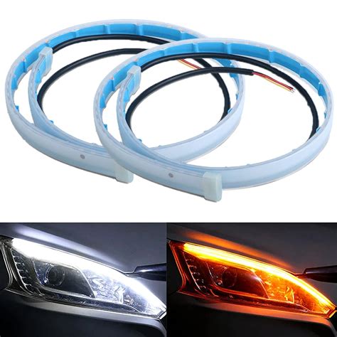 LED Strip Turn Signal Light DRL Amarelo Brilhante Flex Vel Luz Diurna