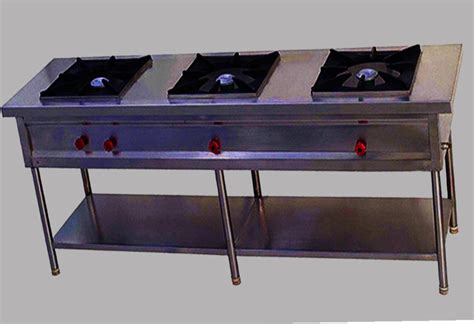 Lpg Stainless Steel Three Burner Cooking Range For Restaurant In