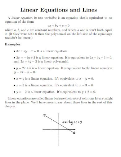 Linear Equations Examples Formula How To Solve Pdf