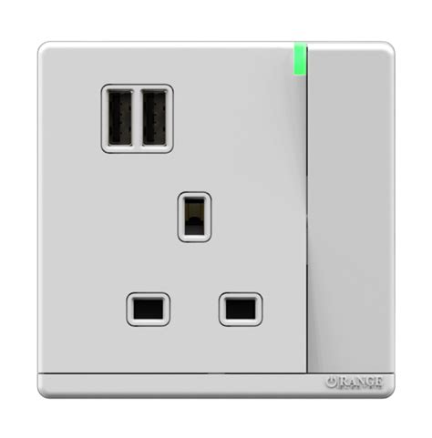 13amp Single Switched Socket Outlet With Indicator 24 Usb Orange Electric