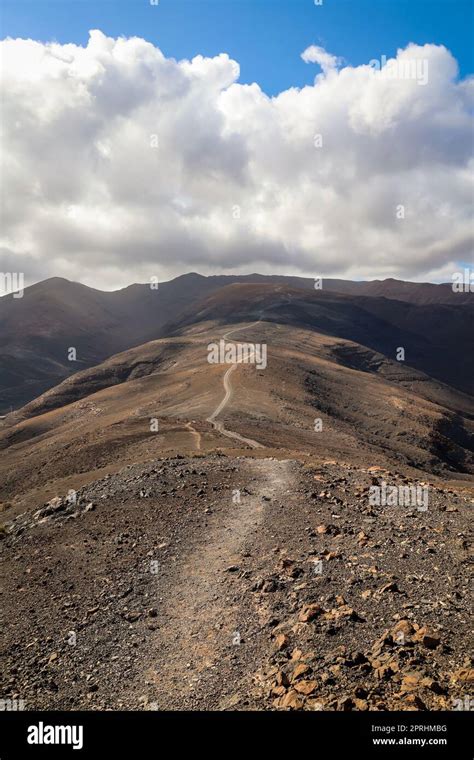 View over a landscape formed by volcanoes on Fuerteventura Stock Photo ...