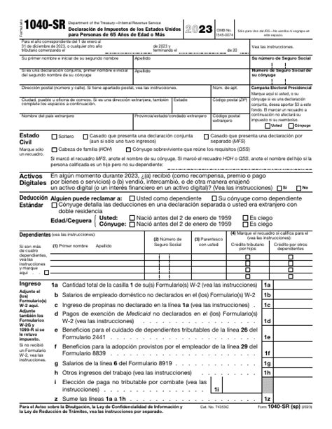 Irs Formulario 1040 Sr Sp 2023 Fill Out Sign Online And Download Fillable Pdf Spanish