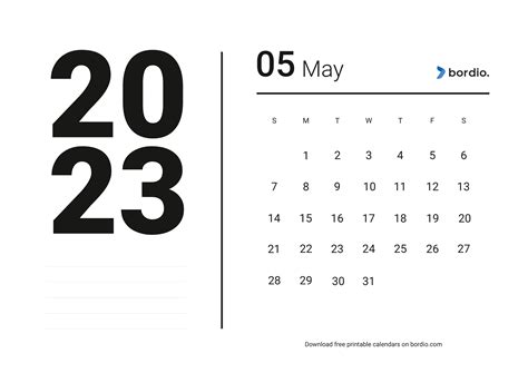 Printable May 2023 Calendar | Free Download in PDF - Bordio