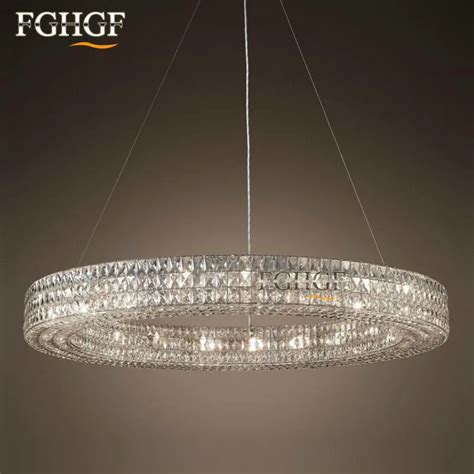 Modern Crystal Chandelier Light Round Diamond Ring Chandeliers Lamp