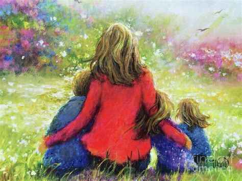 Mother Son Two Daughters Garden Blondes Painting By Vickie Wade