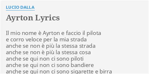 Ayrton Lyrics By Lucio Dalla Il Mio Nome