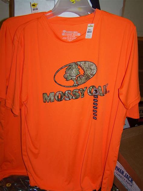 New Lot Of 2 Mossy Oak Mens Large Short Sleeve Orange And Camo T Shirt Polyester Ebay