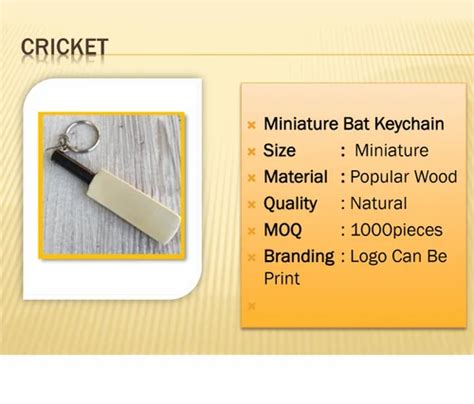 Wooden Tape Miniature Cricket Bat Key Chains Packaging Type Polybag