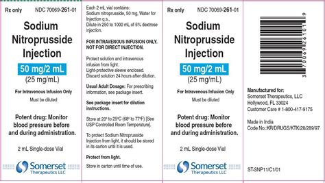 Sodium Nitroprusside Injection Concentrate Pi