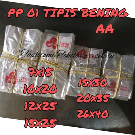 Jual Plastik Pp Bening Tipis Kecil AA 01 10x20 12x25 15x25 15x30