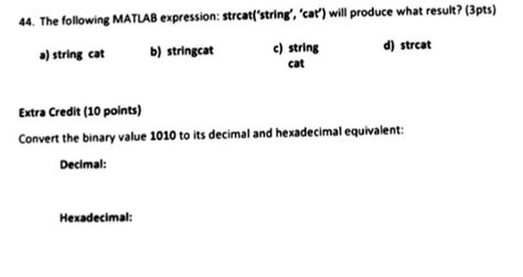 Solved The Following Matlab Expression Strcatstring