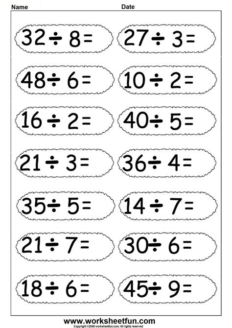 Math Division Grade 3 Grade 3 Math Worksheet Division Dividing By 8 Or 9 K5 Learning