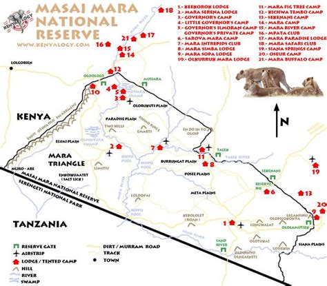 Map Of Lodges Camps In And Around Masai Mara Masai Mara National