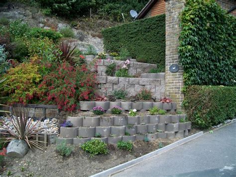 Finished Terraced Retaining Wall With Terraforce Blocks Mortarless As They Fully Interlock